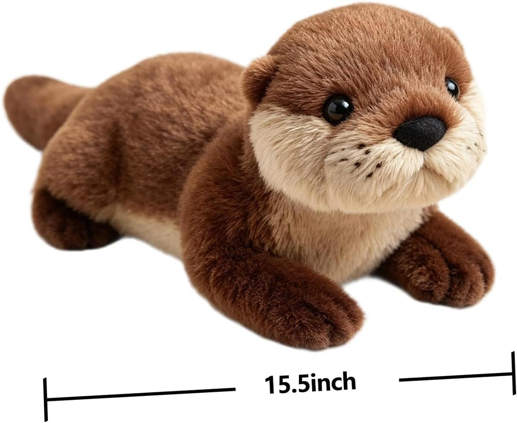 Lying Brown Otter Plush Throw Pillow – Cute Lying Pose, a Soft Cushion & Stylish Decor Stuffed Toy in One.