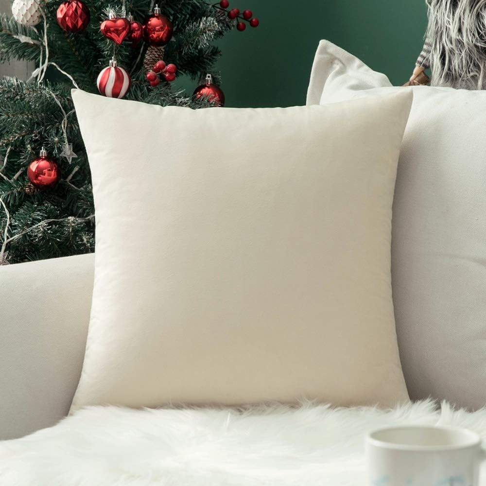 MIULEE 12x20 Inch Lumbar Velvet Christmas Throw Pillow Cover Army Green