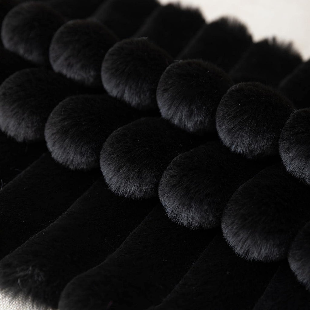 ZLINA Faux Fur Decorative Throw Pillow Covers 22 x 22 Inch,Black