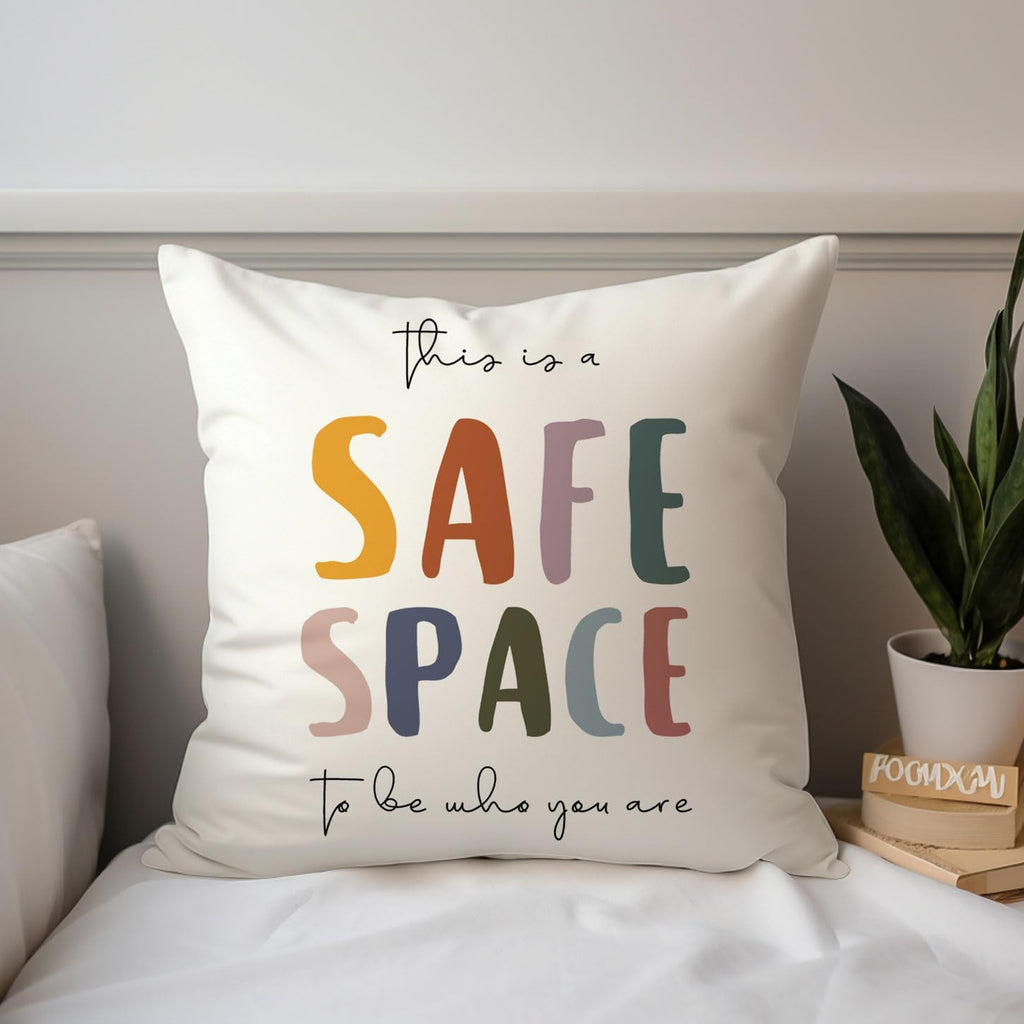 Classroom Pillows, This is a Safe Space Pillow Cover, Double-Sided Therapy Office Decor for Calm Down Corner, Reading Nook, School Counselor Office, Teachers, Counselors and Therapists