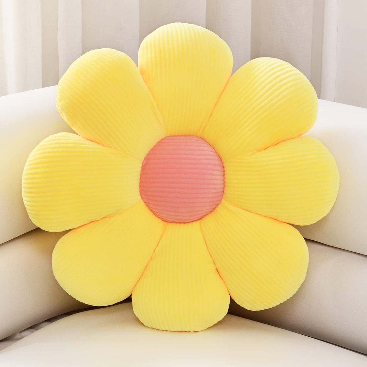 Sioloc Flower Shaped Throw Pillow Butt Cushion, Seating Cushion, Cute Room Decor & Plush Pillow for Bedroom Sofa Chair (Blush, 15.7")