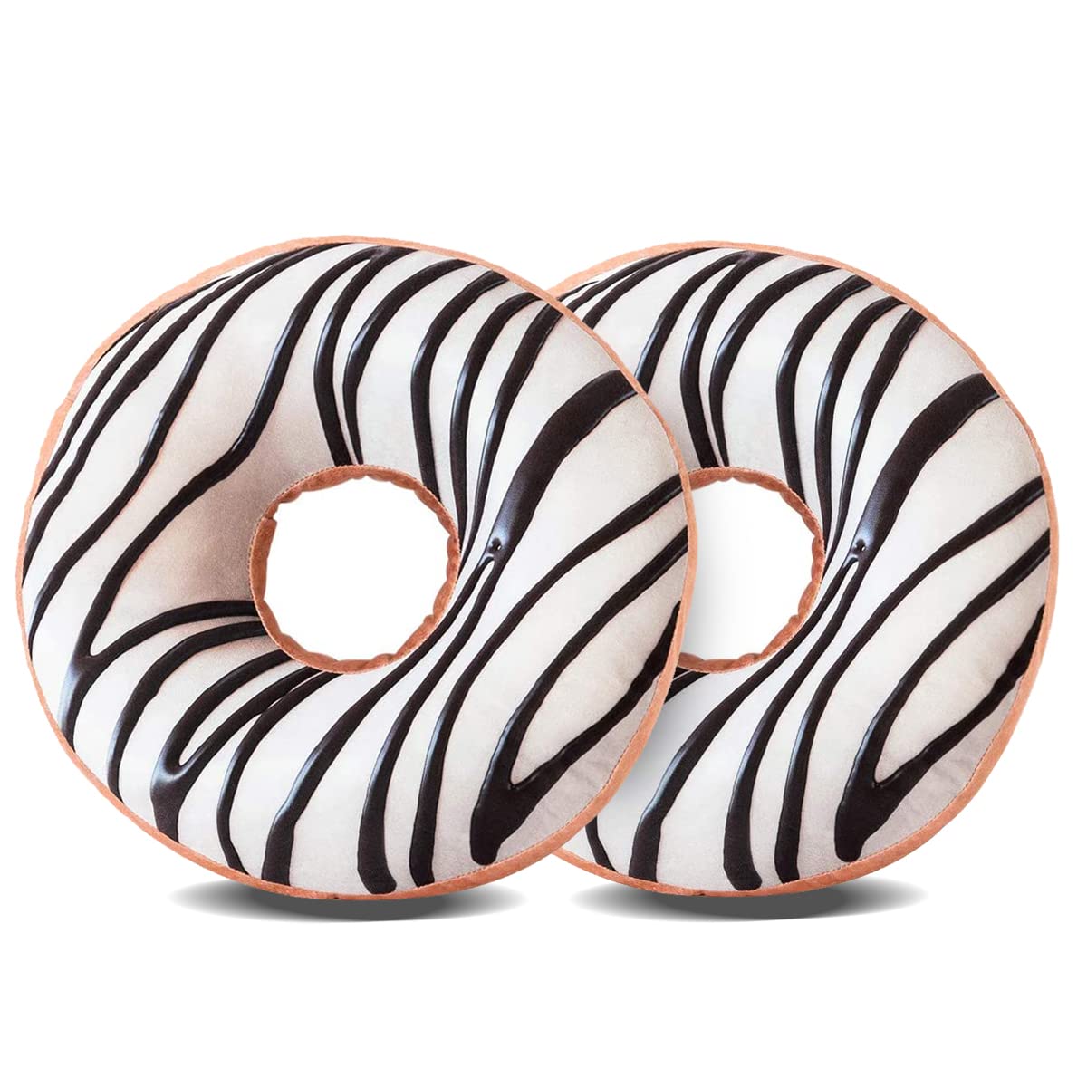 HYSEAS Round Throw Pillow 14 Inch Chocolate Donut, 3D Digital Print Decorative Comfortable Soft Plush Funny Food Shaped Pillow Light Weight Seat Pad Cushion for Couch, Chair, Floor, Sofa
