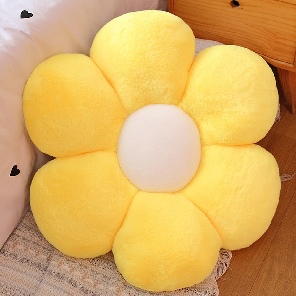 lannery Flower Plush Throw Pillows, Flower Floor Pillow Seating Cushion Toy for Reading, Room, Watching TV (11.8", White-2)