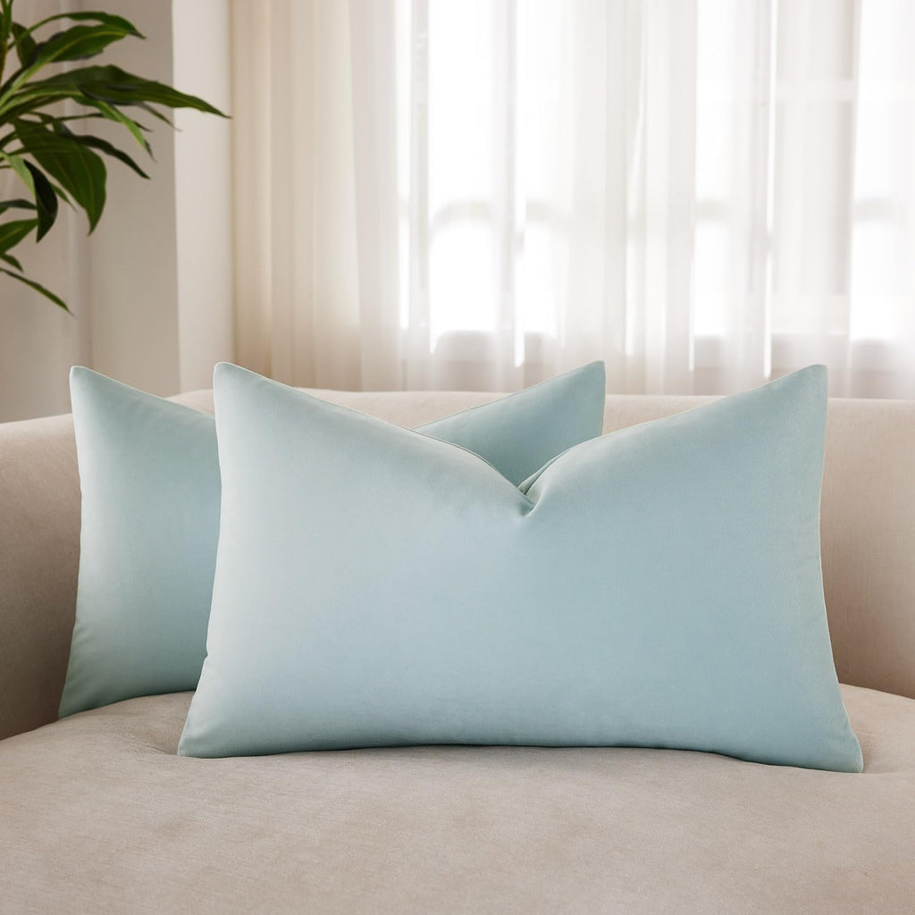 Velvet Throw Pillow Covers 18x18 for Couch Bed Sofa,Eggplant Purple