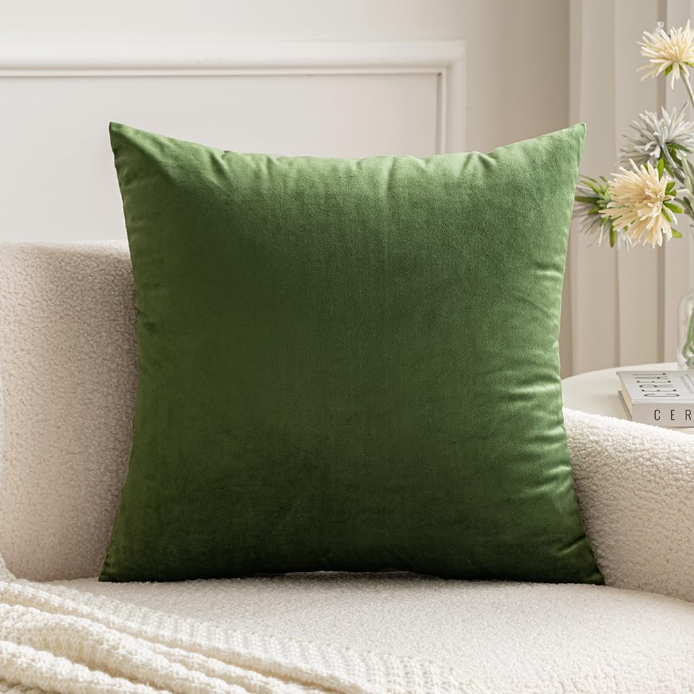 MIULEE 12x20 Inch Lumbar Velvet Christmas Throw Pillow Cover Army Green