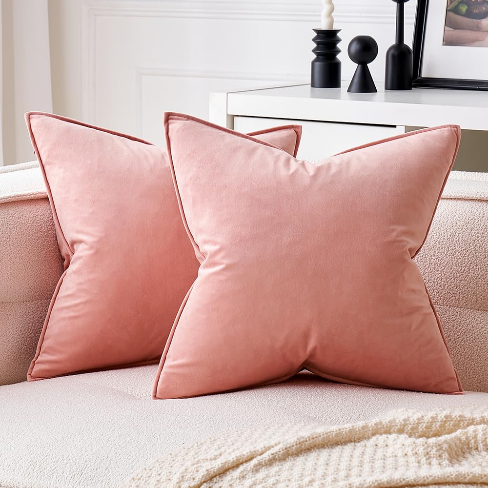MIULEE Decorative Brown Velvet Throw Pillow Covers for Couch 18x18 Inch
