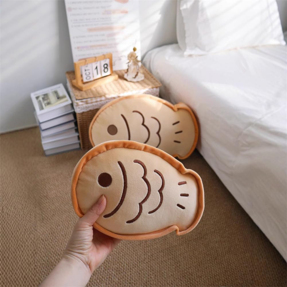 Cute Taiyaki Pillow - Fish Shaped Decorative Throw Pillow for Sofa & Couch, Soft Fish Cushion for Kids Room Decor, Fun Animal Food Pillow for Home Office Dorm Car, Gift Idea (9.8 * 5.9inch)