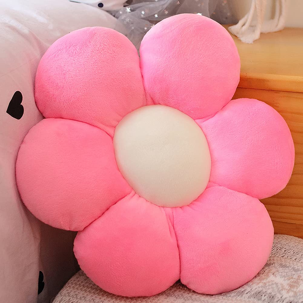 lannery Flower Plush Throw Pillows, Flower Floor Pillow Seating Cushion Toy for Reading, Room, Watching TV (11.8", White-2)