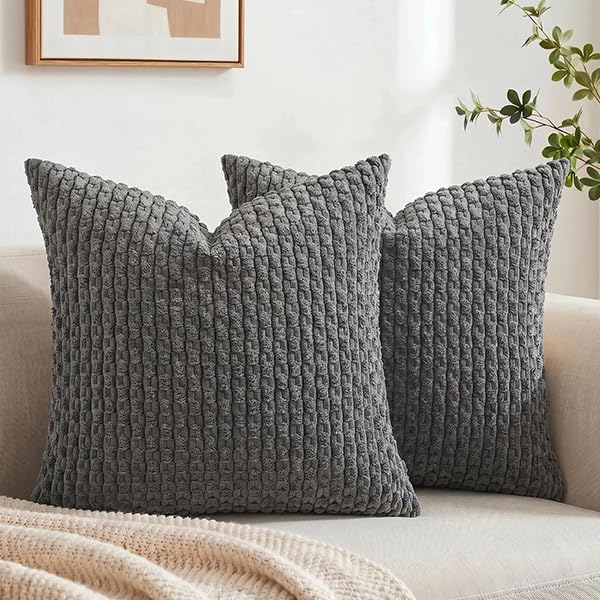 Fancy Homi 2 Packs Blush Pink Decorative Throw Pillow Covers 18x18 Inch for Couch Bed Sofa, Modern Farmhouse Boho Home Decor, Soft Cute Plush Corduroy Cushion Case 45x45 cm