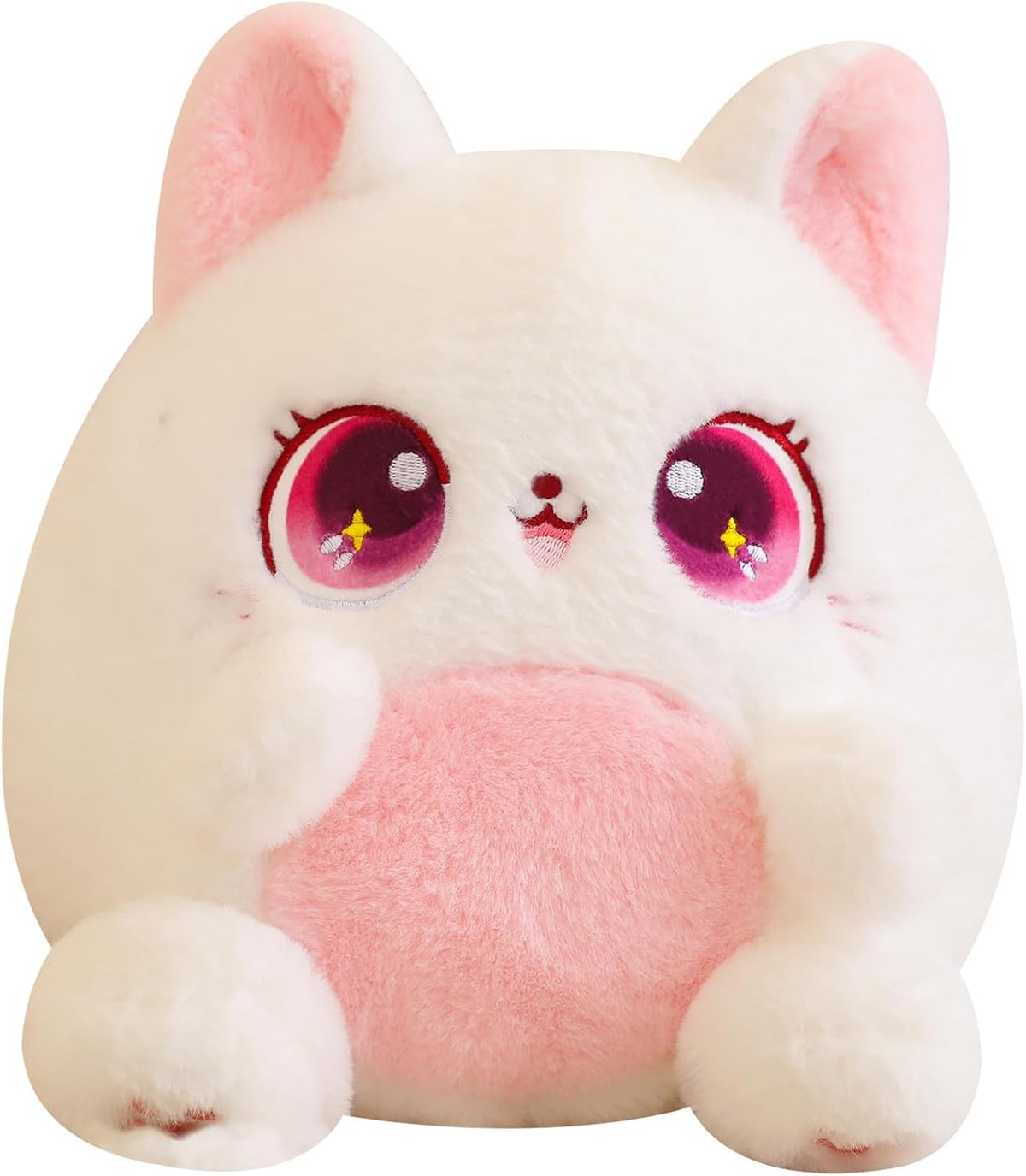 Fat Cat Plush Pillow, White 14 Inch,Cute Stuffed Animal