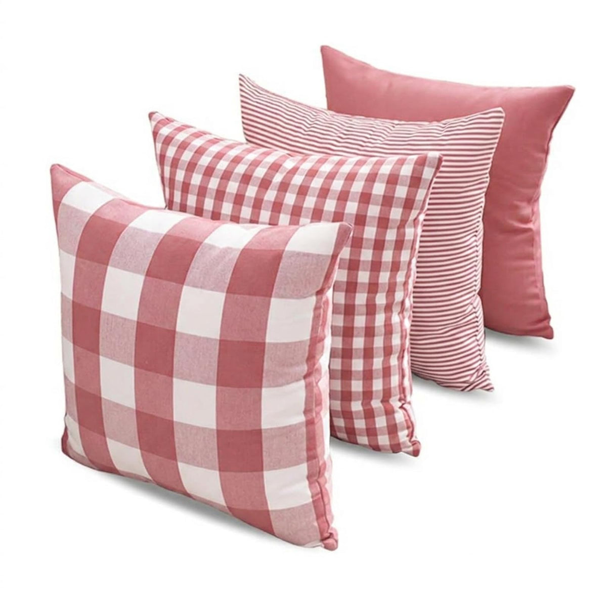 Farmhouse Brown Gingham Checkered Plaid Throw Pillow Covers 20x20 Set of 2