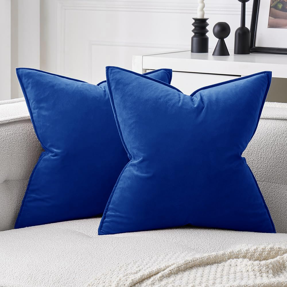 MIULEE Decorative Brown Velvet Throw Pillow Covers for Couch 18x18 Inch
