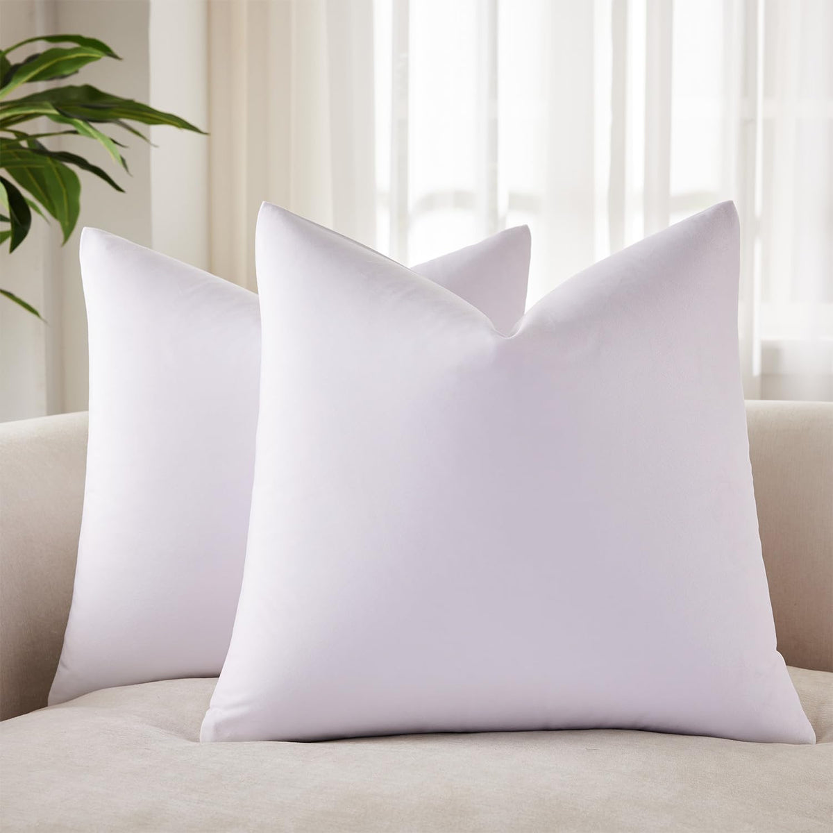 Velvet Throw Pillow Covers 18x18 for Couch Bed Sofa,Eggplant Purple