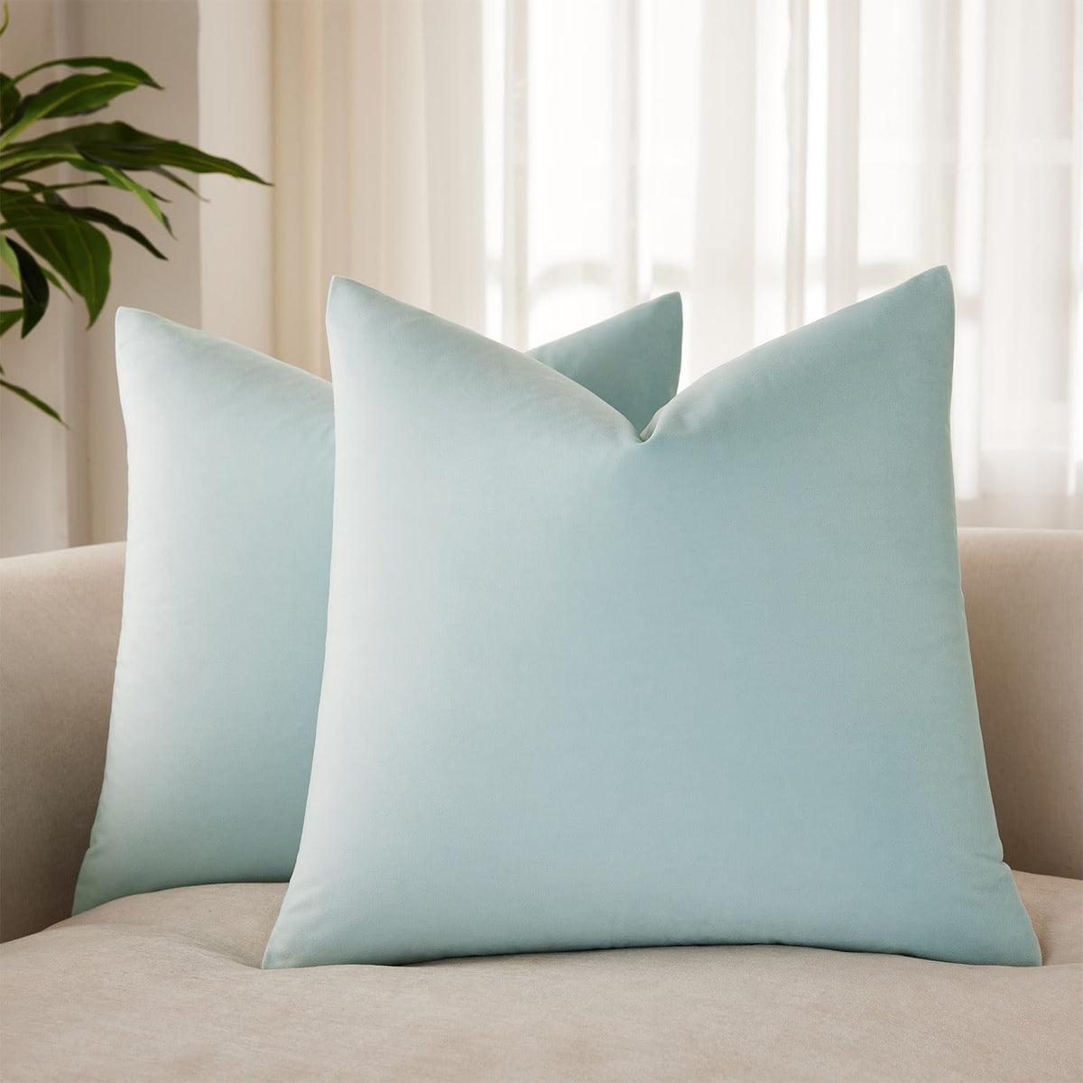 Velvet Throw Pillow Covers 18x18 for Couch Bed Sofa,Eggplant Purple