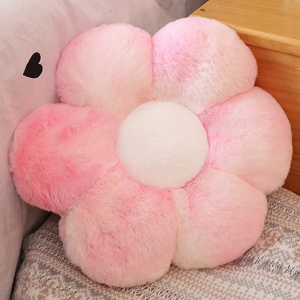 lannery Flower Plush Throw Pillows, Flower Floor Pillow Seating Cushion Toy for Reading, Room, Watching TV (11.8", White-2)