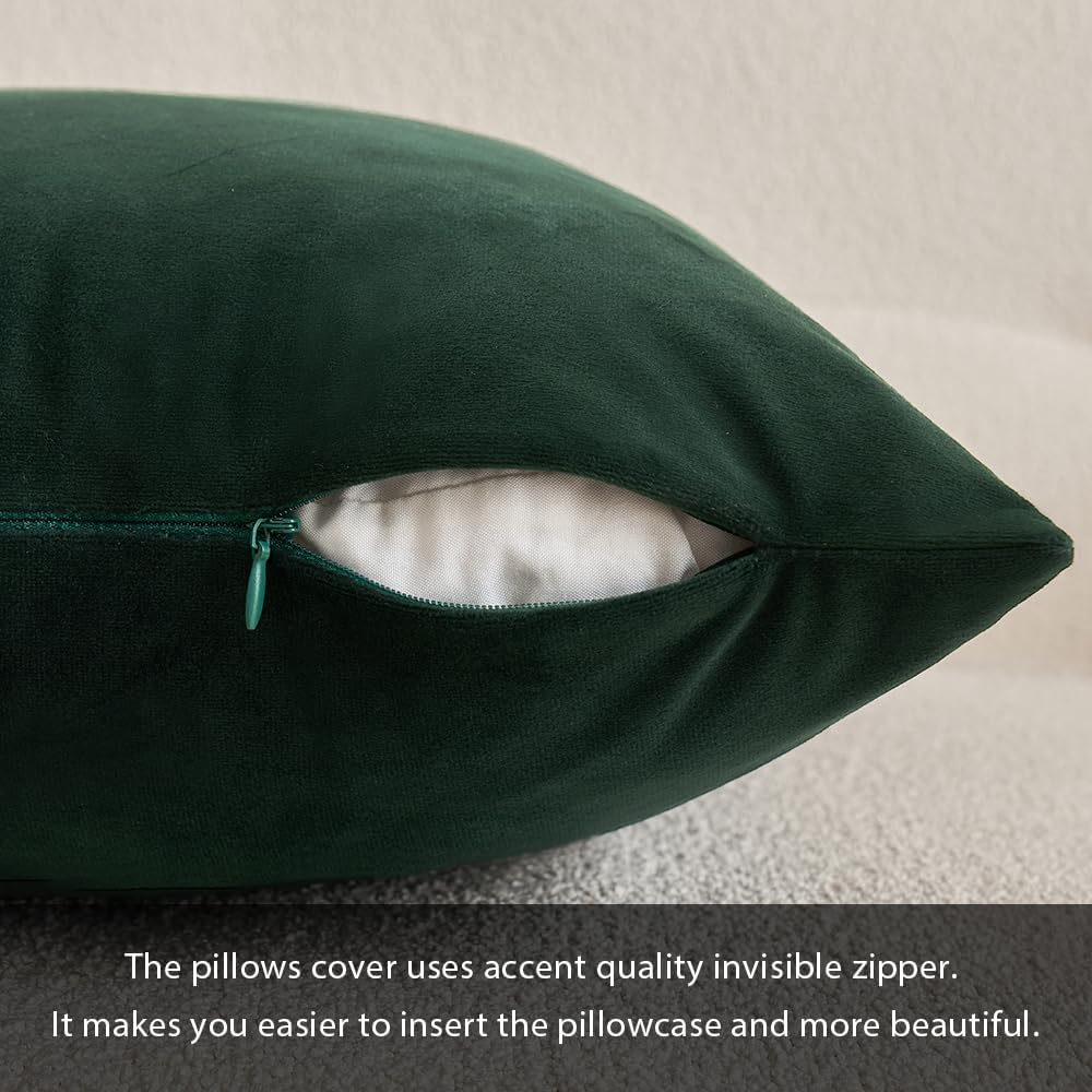 MIULEE 12x20 Inch Lumbar Velvet Christmas Throw Pillow Cover Army Green