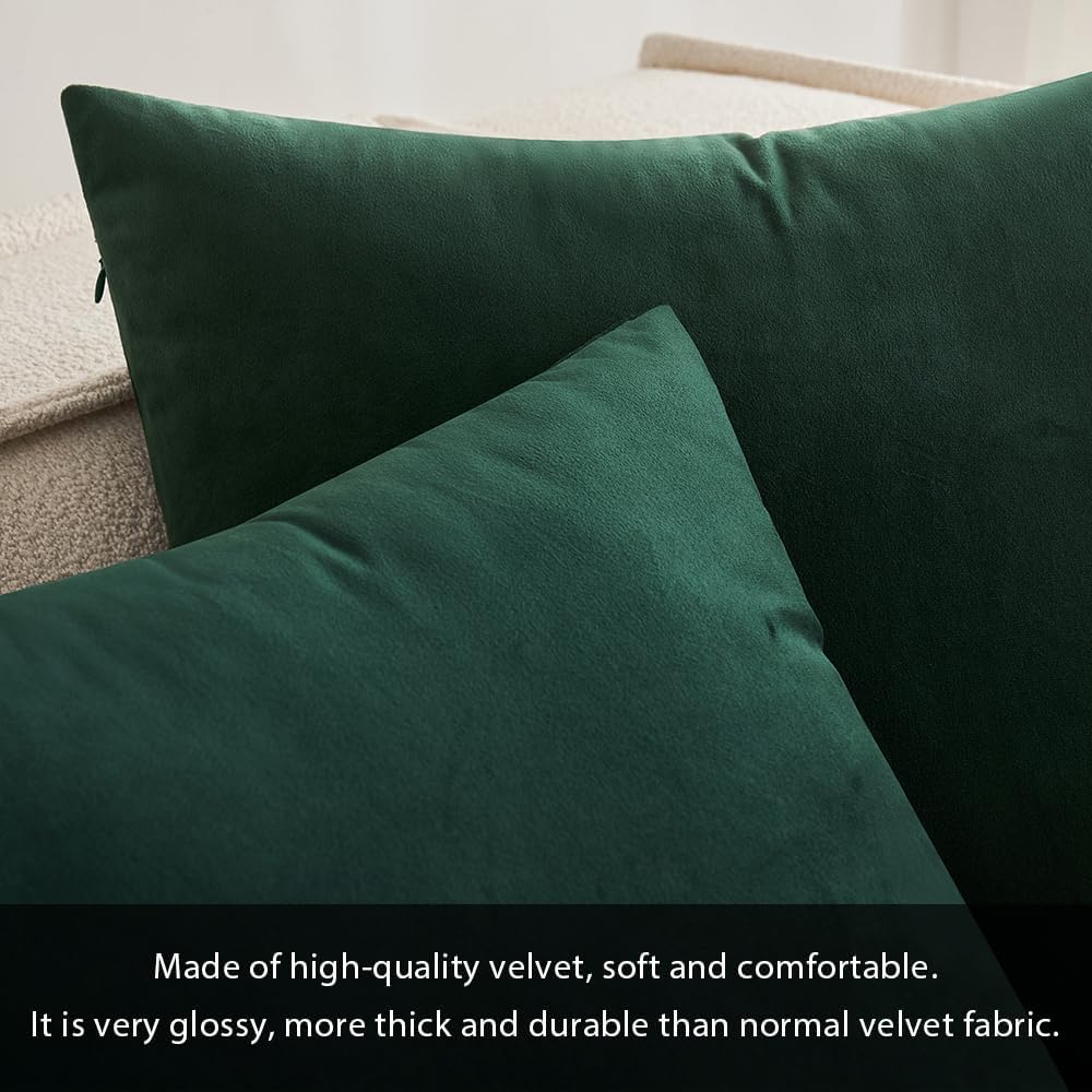 MIULEE 12x20 Inch Lumbar Velvet Christmas Throw Pillow Cover Army Green