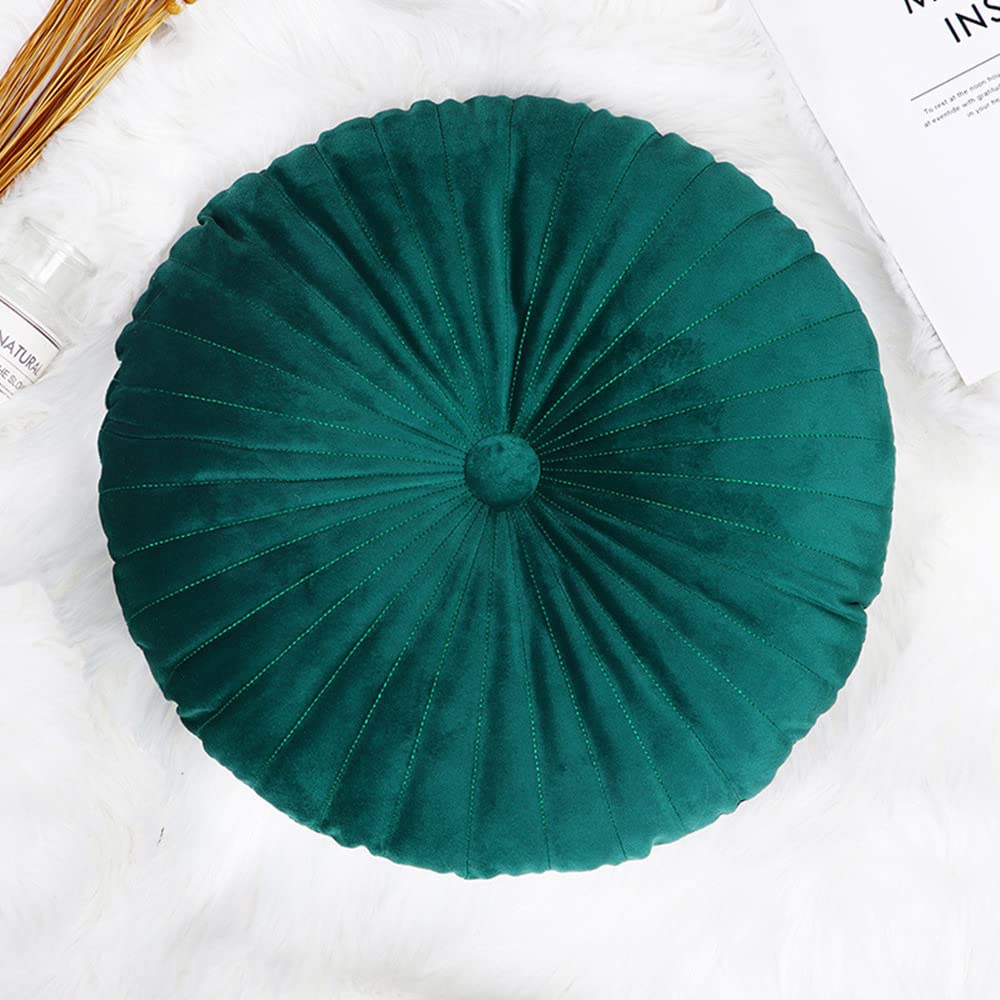 NatureMan Round Throw Pillow, Velvet Decoration Small Throw Pillow, Pumpkin Throw Pillow Cushion Suitable for Living Room Sofa Bed Floor 13.7 inches (Cream)