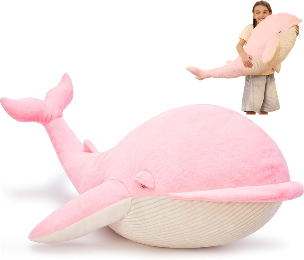 Tezituor 43" Pink Whale Stuffed Animal, Giant Whale Plush Pillow for Girls