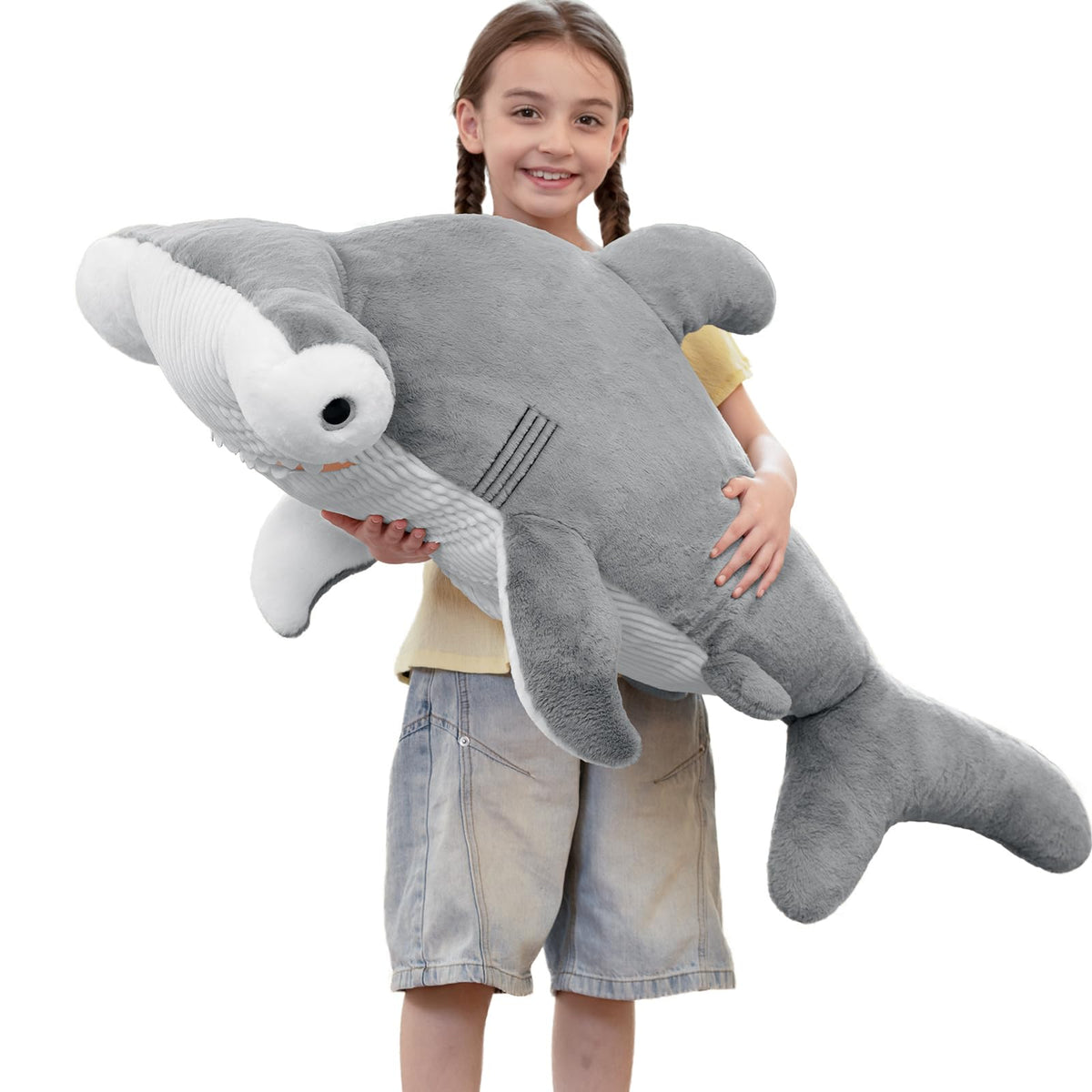 Tezituor 43" Pink Whale Stuffed Animal, Giant Whale Plush Pillow for Girls