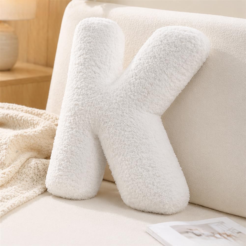 Letter Plush Pillow, Letter Hugging Throw Pillows, Decorative Initial Letter Shaped Throw Pillows for Bed Couch, Letter Pillows English Alphabet A to Z for Sofa Bedroom Living Room Decor (A)