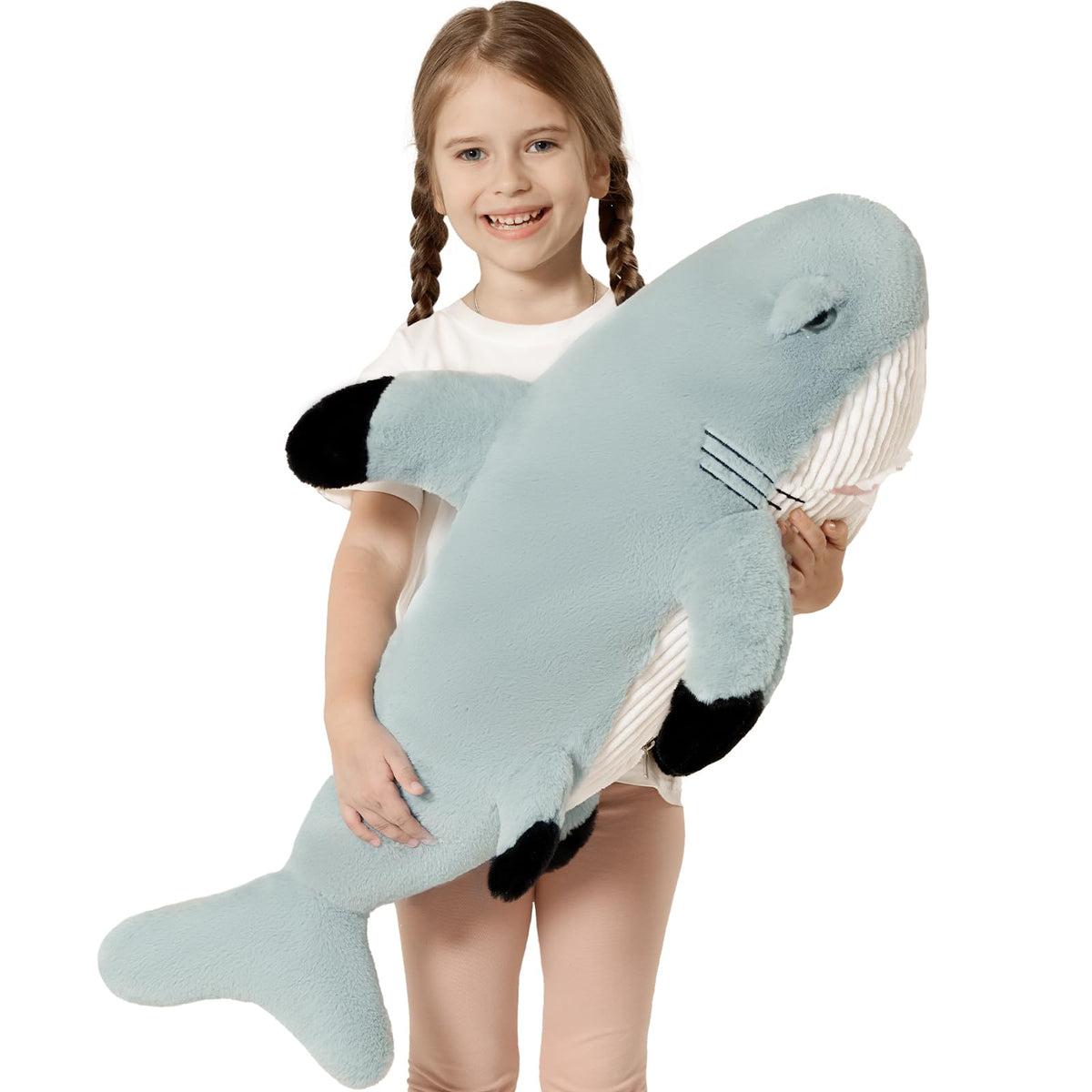 Tezituor 43" Pink Whale Stuffed Animal, Giant Whale Plush Pillow for Girls