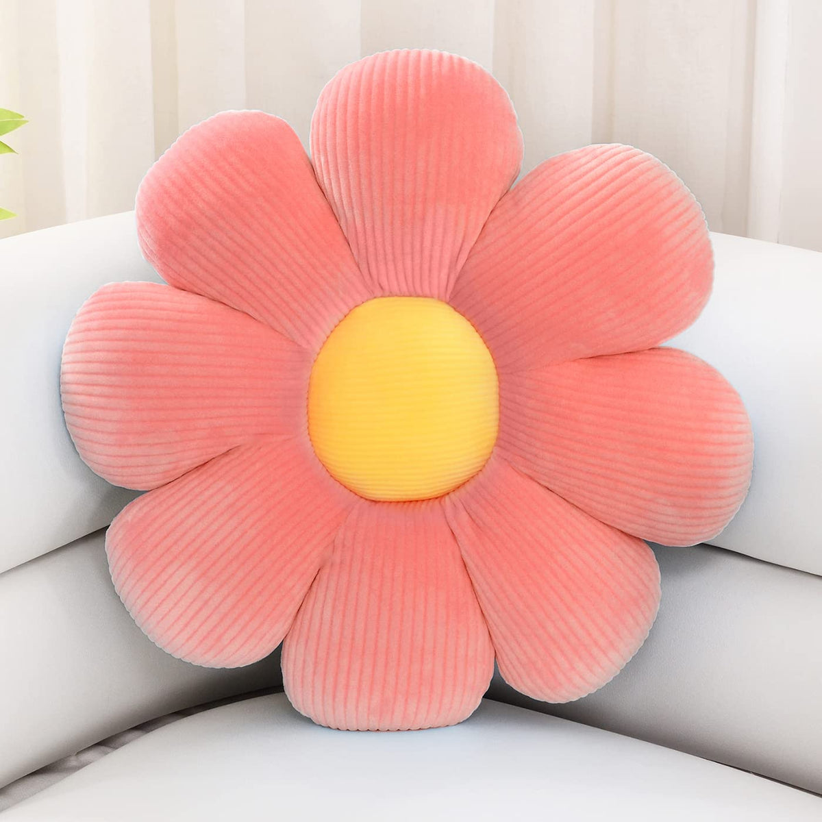 Sioloc Flower Shaped Throw Pillow Butt Cushion, Seating Cushion, Cute Room Decor & Plush Pillow for Bedroom Sofa Chair (Blush, 15.7")