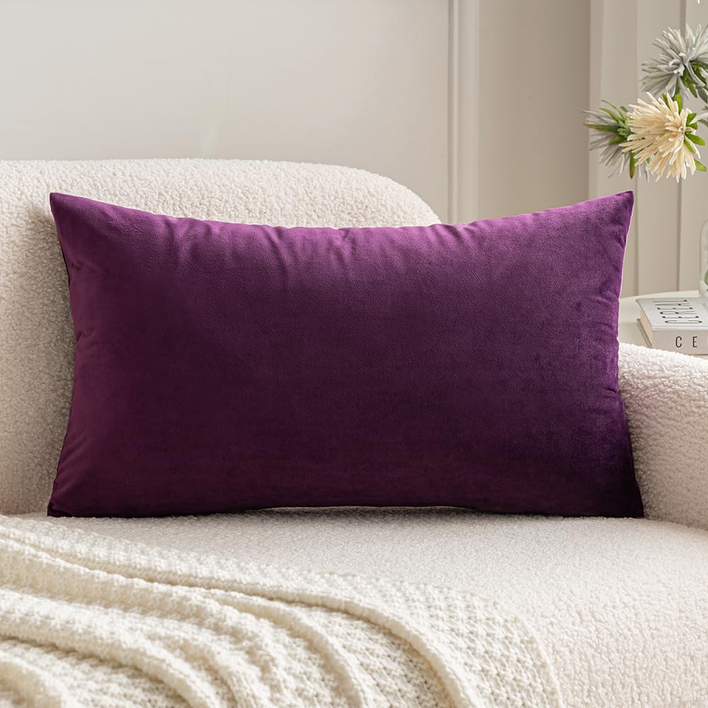 MIULEE 12x20 Inch Lumbar Velvet Christmas Throw Pillow Cover Army Green