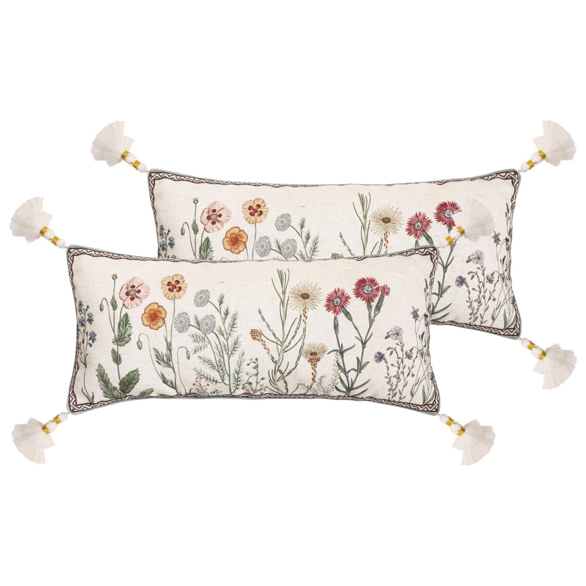 ISAENNE Vintage Elegant Linen Square Throw Pillow Cover,18"x18"-Albano A