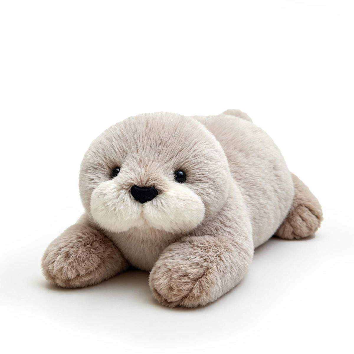 Lying Brown Otter Plush Throw Pillow – Cute Lying Pose, a Soft Cushion & Stylish Decor Stuffed Toy in One.
