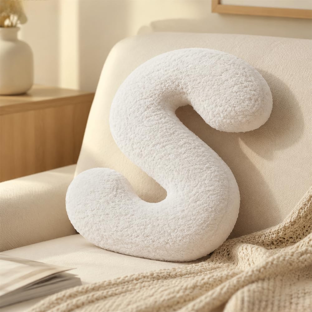 Letter Plush Pillow, Letter Hugging Throw Pillows, Decorative Initial Letter Shaped Throw Pillows for Bed Couch, Letter Pillows English Alphabet A to Z for Sofa Bedroom Living Room Decor (A)