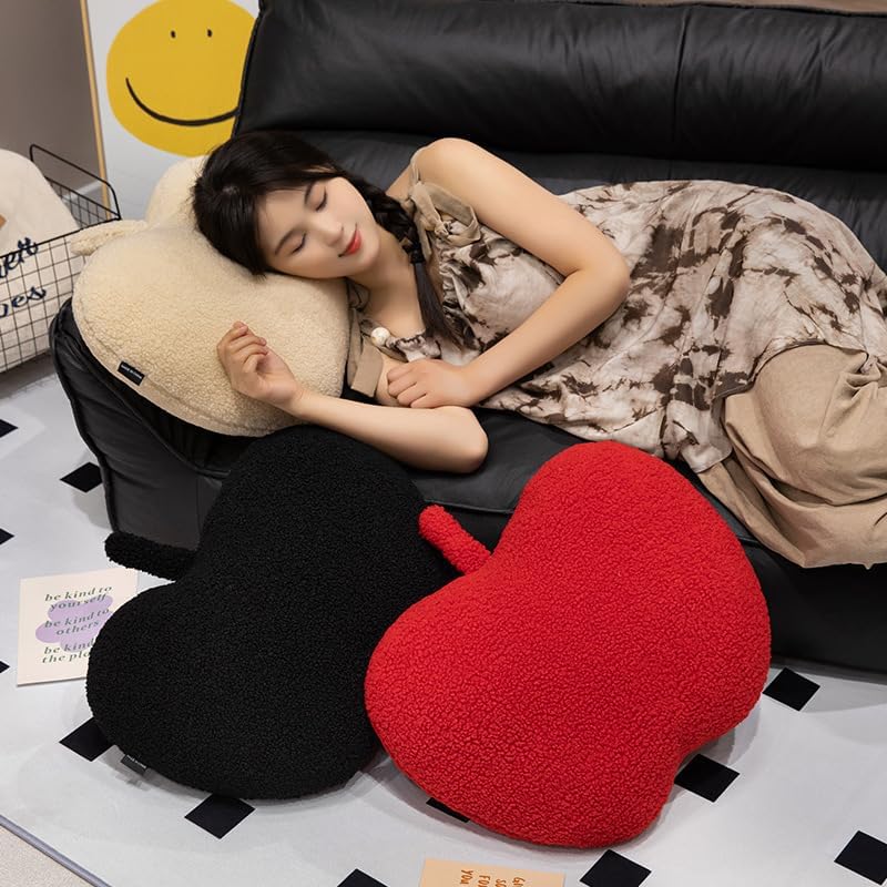 Cute Apple Shaped Pillow,3D Red Apple Plush Cushion Christmas Eve Throw Pillow,Fruit Throw Pillow Cute Red Apple Shaped Fun Home Decor of Fruit Themed Shaped Cushions (Black)