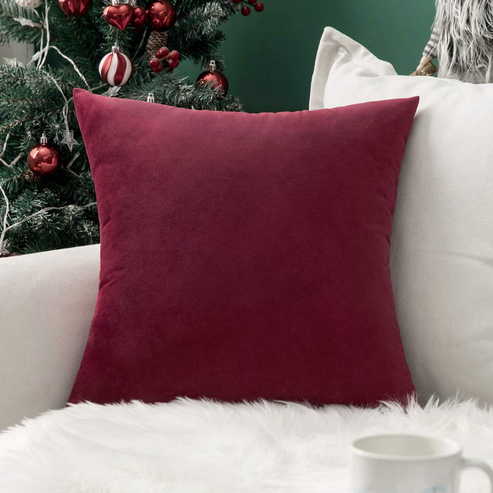 MIULEE 12x20 Inch Lumbar Velvet Christmas Throw Pillow Cover Army Green