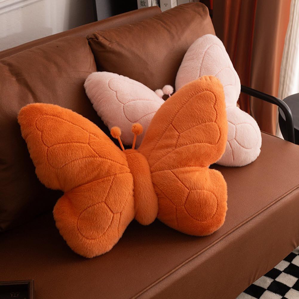 Kawaii Butterfly Shaped Throw Pillow 18in Soft Hugging Plush Pillow Butterfly Stuffed Animal Stuff Aesthetics Decor for Bedroom Living Room Sofa Couch