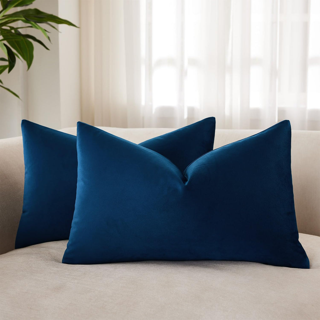 Velvet Throw Pillow Covers 18x18 for Couch Bed Sofa,Eggplant Purple