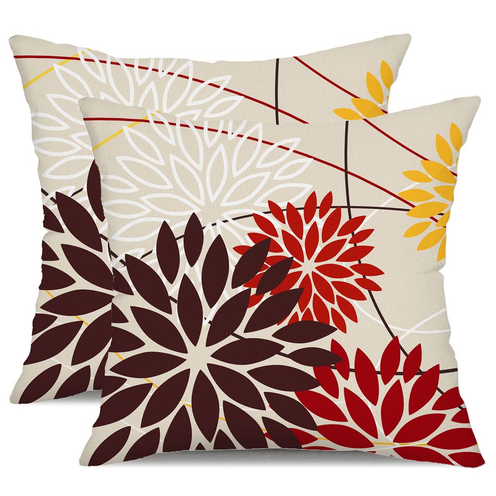 DFXSZ Blue Gray Floral Outdoor Pillow Covers 18x18 Set of 2 Waterproof