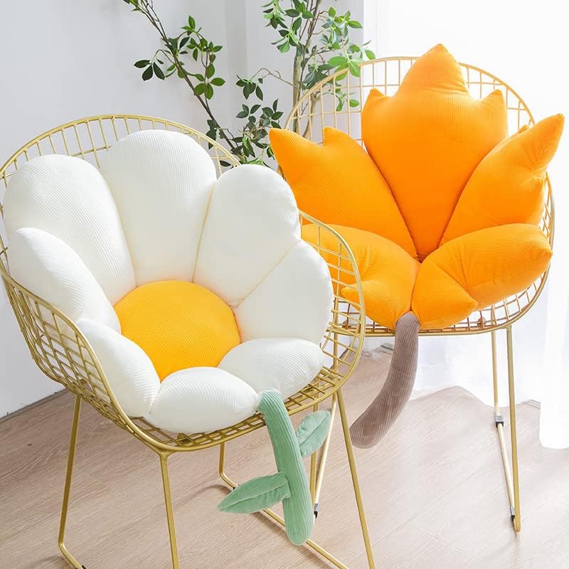 Flower Cushion, Floor Pillow Seating Throw Pillow, Daisy Maple Leaf Plush Toy, Chair Home Bedroom Shop Office Studio Restaurant Decor Indoor and Outdoor (Daisy-Yellow)