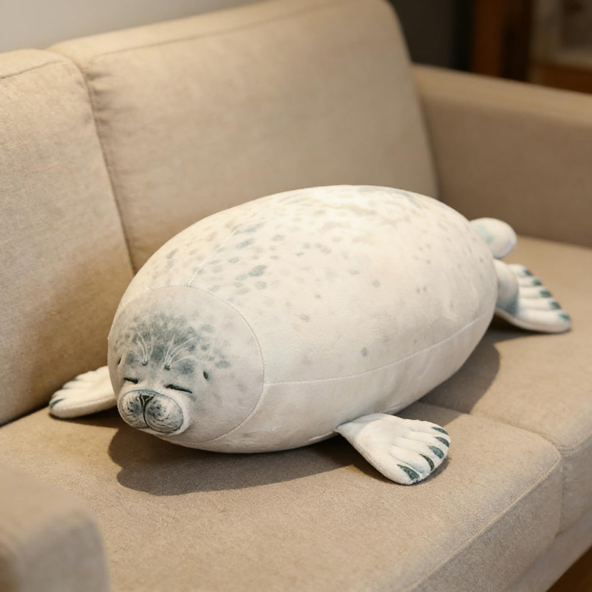 1 Piece Sea Lion Shaped Plush Throw Pillow Grey Chair Cushion Cute Pillows King Size Couch Pillow Funny Decorative Bed Pillows Fashion Seating Cushions with Bedroom Decoration (Grey, 60cm-730g)