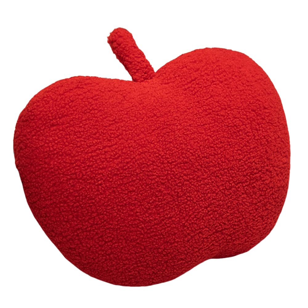 Cute Apple Shaped Pillow,3D Red Apple Plush Cushion Christmas Eve Throw Pillow,Fruit Throw Pillow Cute Red Apple Shaped Fun Home Decor of Fruit Themed Shaped Cushions (Black)