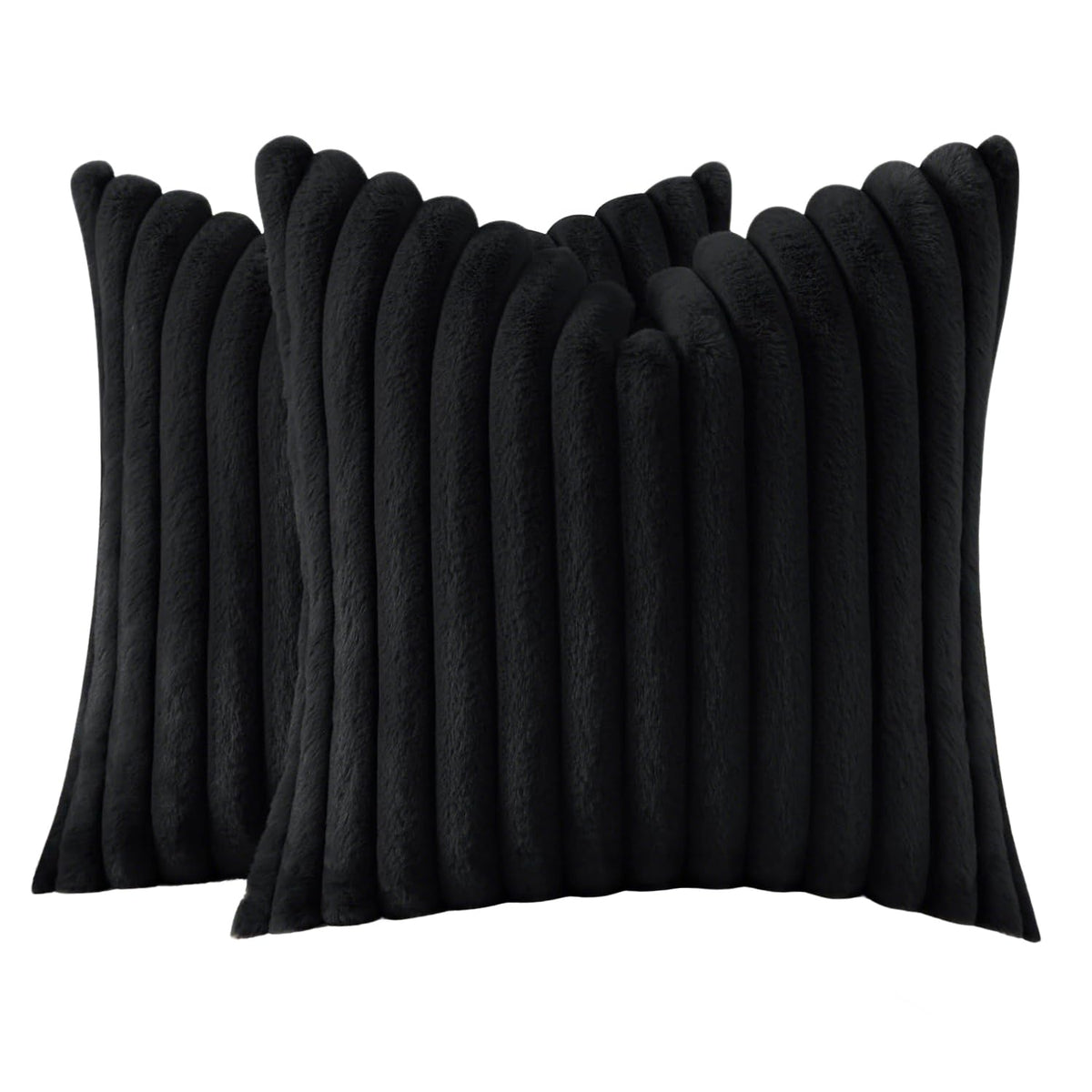 JOJUSIS Faux Fur Plush Throw Pillow Covers, Beige, 24 x 24-Inch