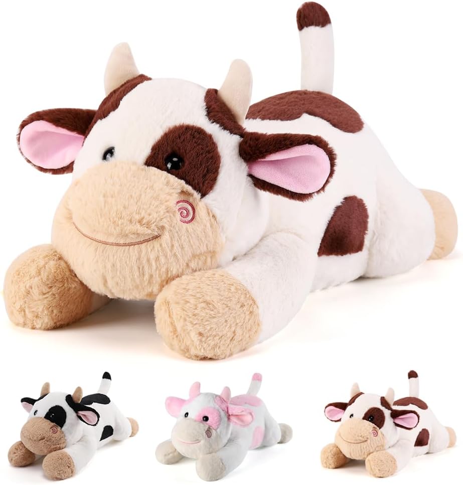 gnomantic Cow Weighted Stuffed Animals, Plush Pillow for Kids