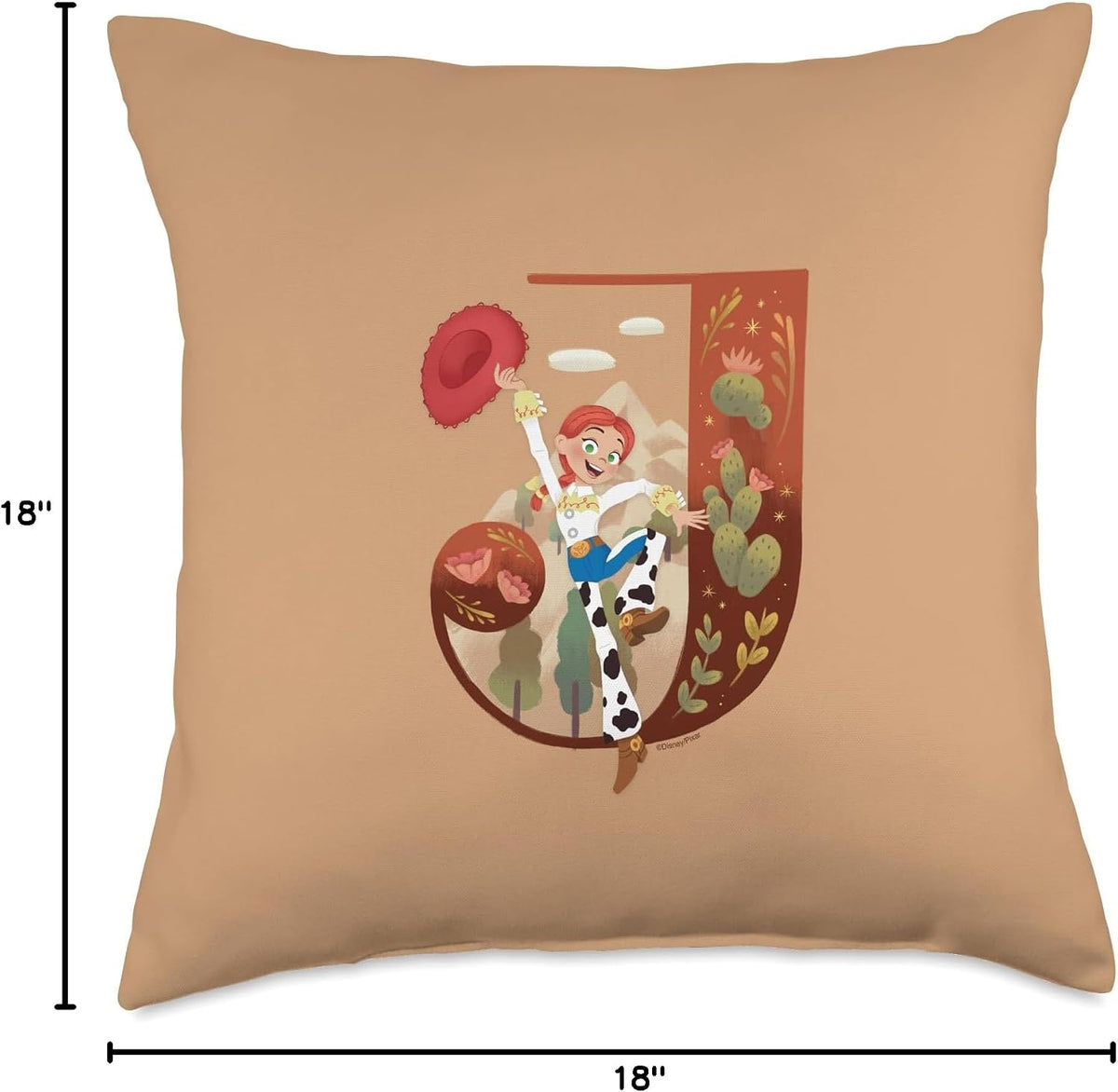 Disney and Pixar Alphabet Monogram Toy Story Letter J Jessie Throw Pillow