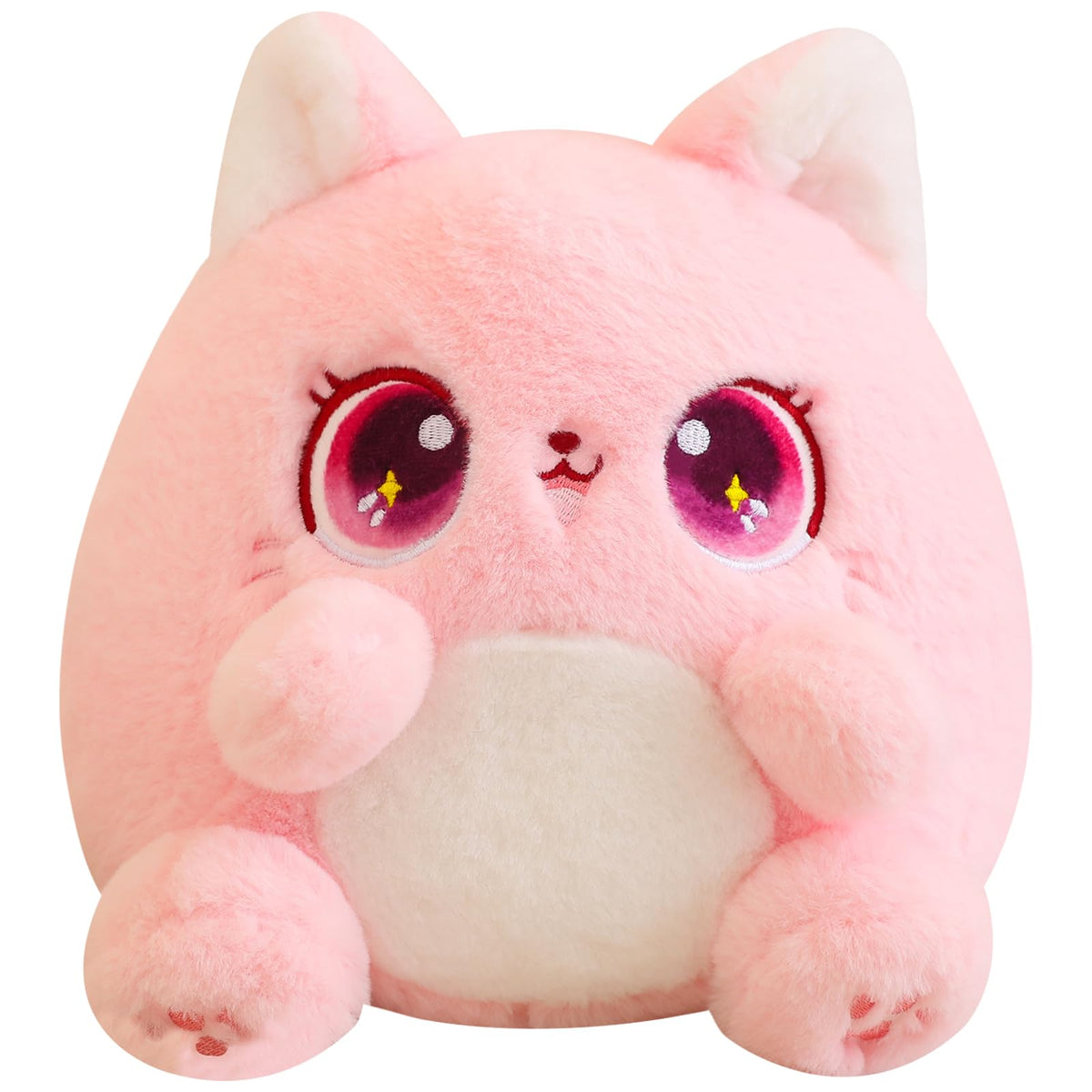 Fat Cat Plush Pillow, White 14 Inch,Cute Stuffed Animal