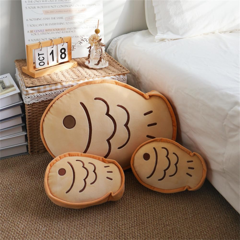 Cute Taiyaki Pillow - Fish Shaped Decorative Throw Pillow for Sofa & Couch, Soft Fish Cushion for Kids Room Decor, Fun Animal Food Pillow for Home Office Dorm Car, Gift Idea (9.8 * 5.9inch)