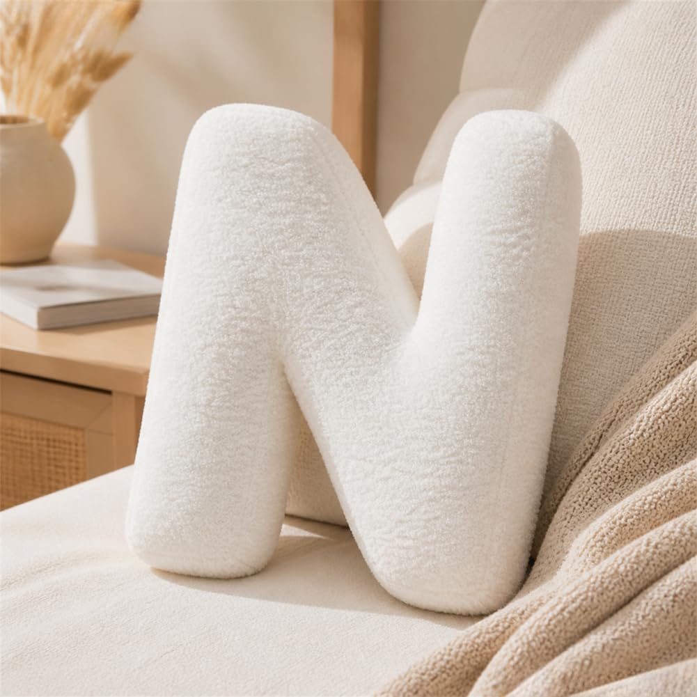Letter Plush Pillow, Letter Hugging Throw Pillows, Decorative Initial Letter Shaped Throw Pillows for Bed Couch, Letter Pillows English Alphabet A to Z for Sofa Bedroom Living Room Decor (A)