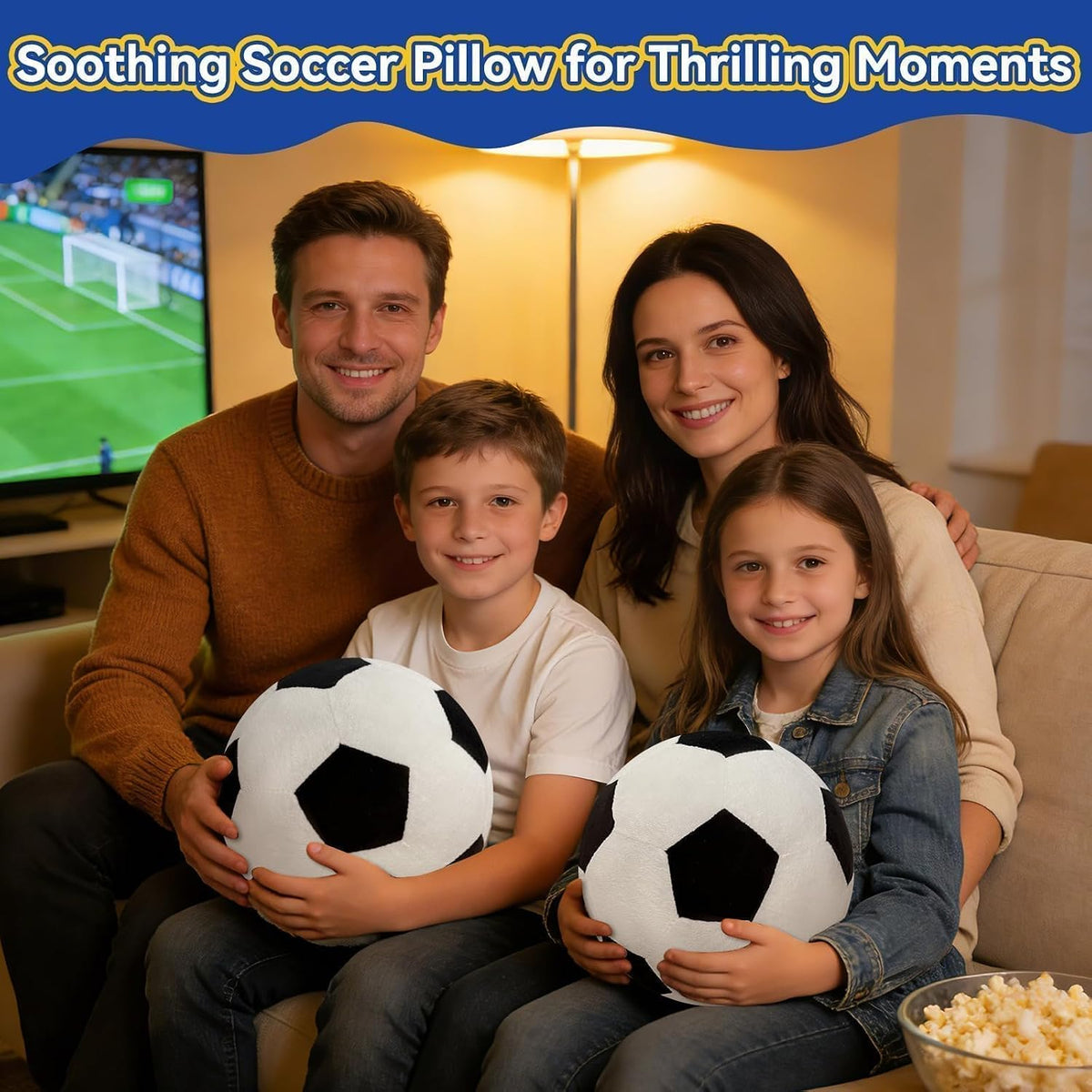 Soccer Ball Pillow, Soft Stuffed Round Plush Throw Pillow, 8 Inch