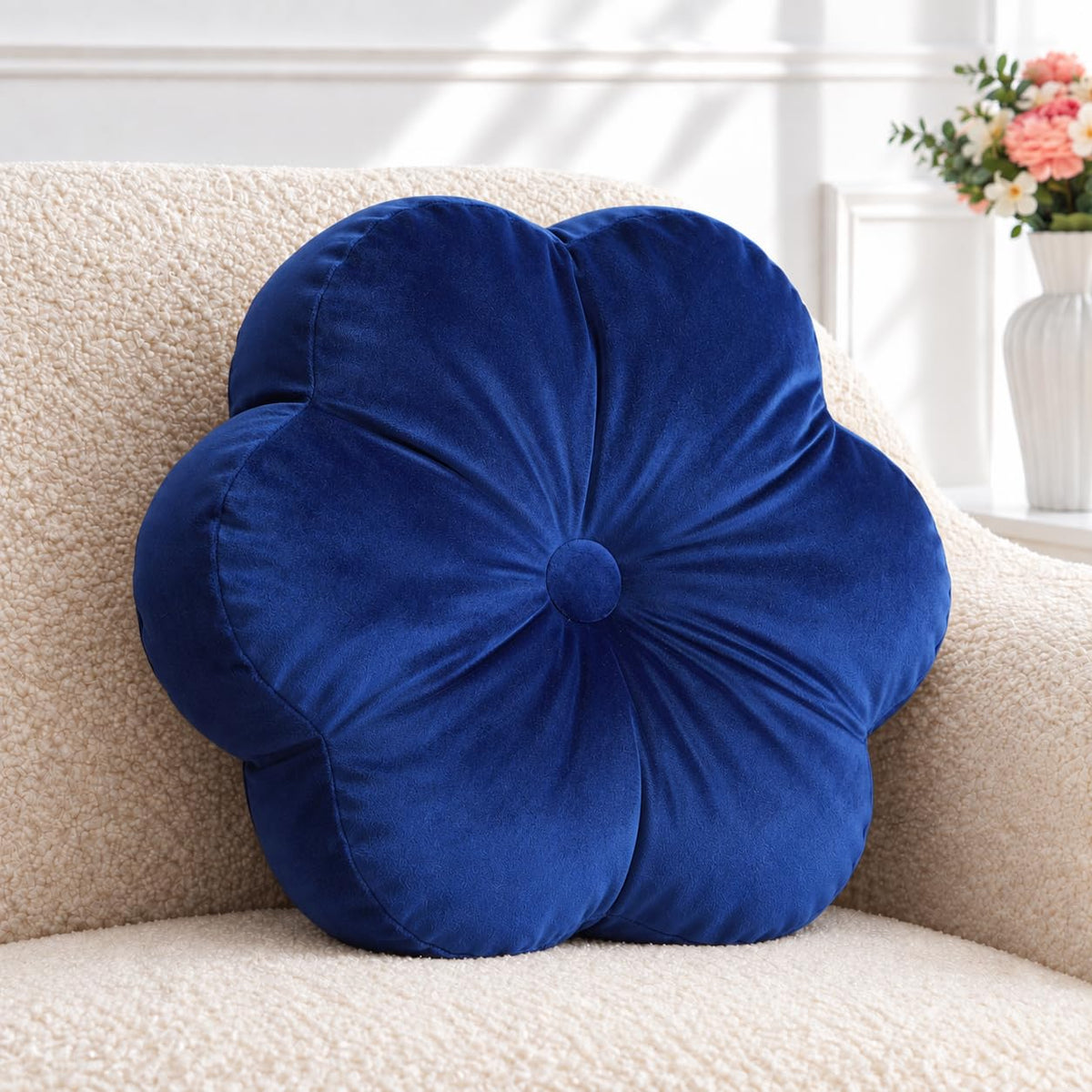 ARTMAGIC Flower Shaped Throw Pillow Velvet Cute Decorative Throw Pillows