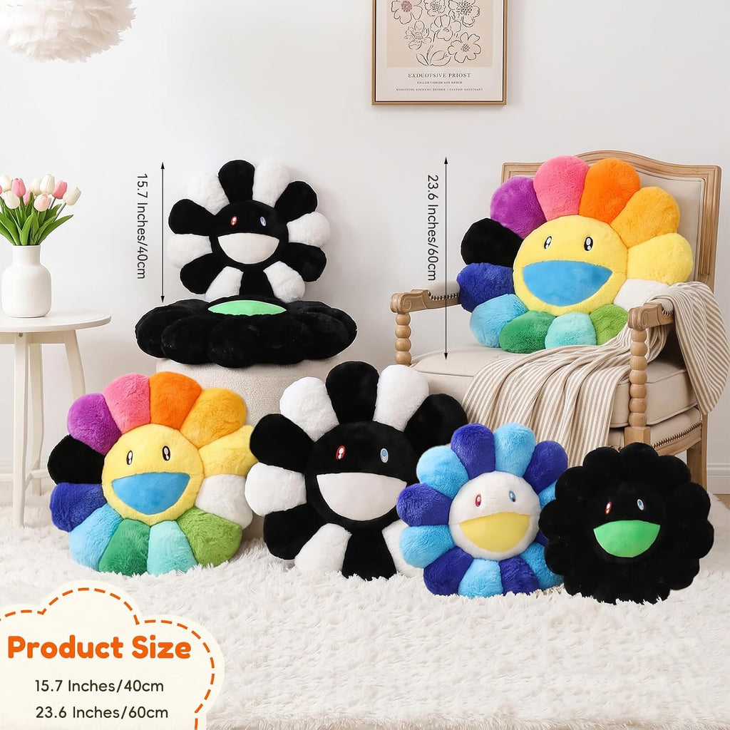 Flower Pillow, Cute Smiley Face Flower Shaped Throw Pillows 15.7In