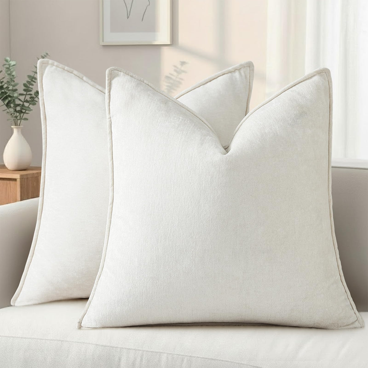 decorUhome Chenille Ultimate Gray Throw Pillow Covers 18x18 Set of 2