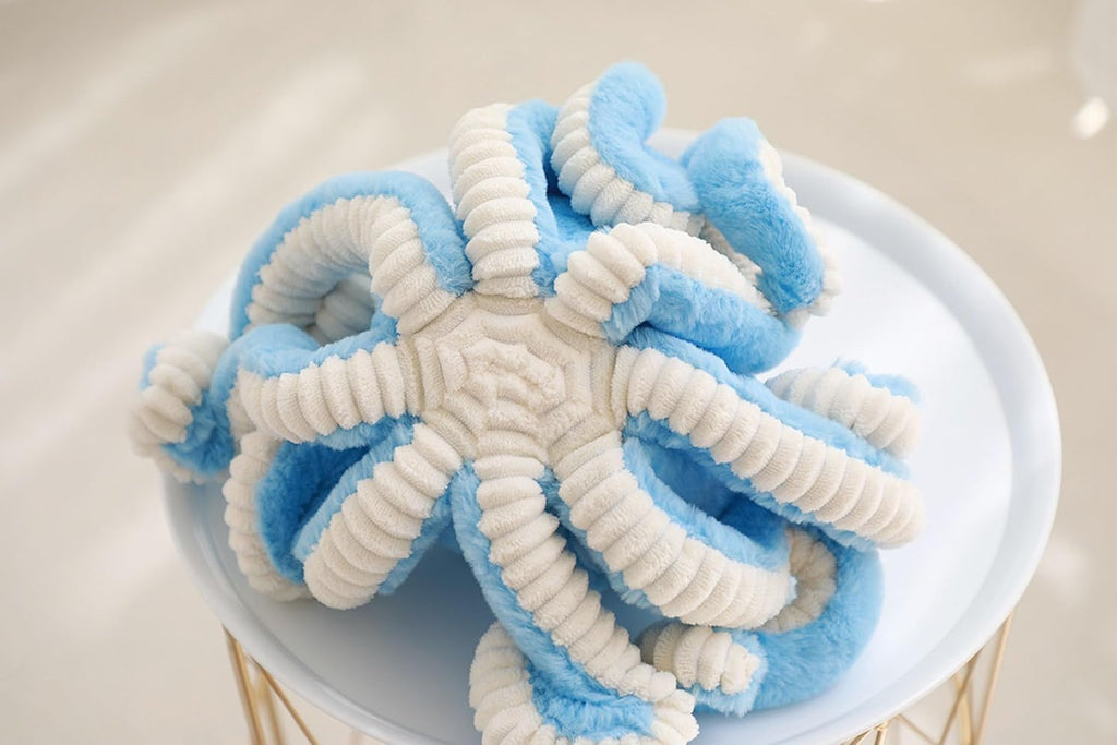 Cute Plush Octopus Stuffed Toy Pillow - Soft Kids' Cushion for Toddler Bed & Playroom，Soft Marine Animal Decorations (Khaki, 15.7 inch)